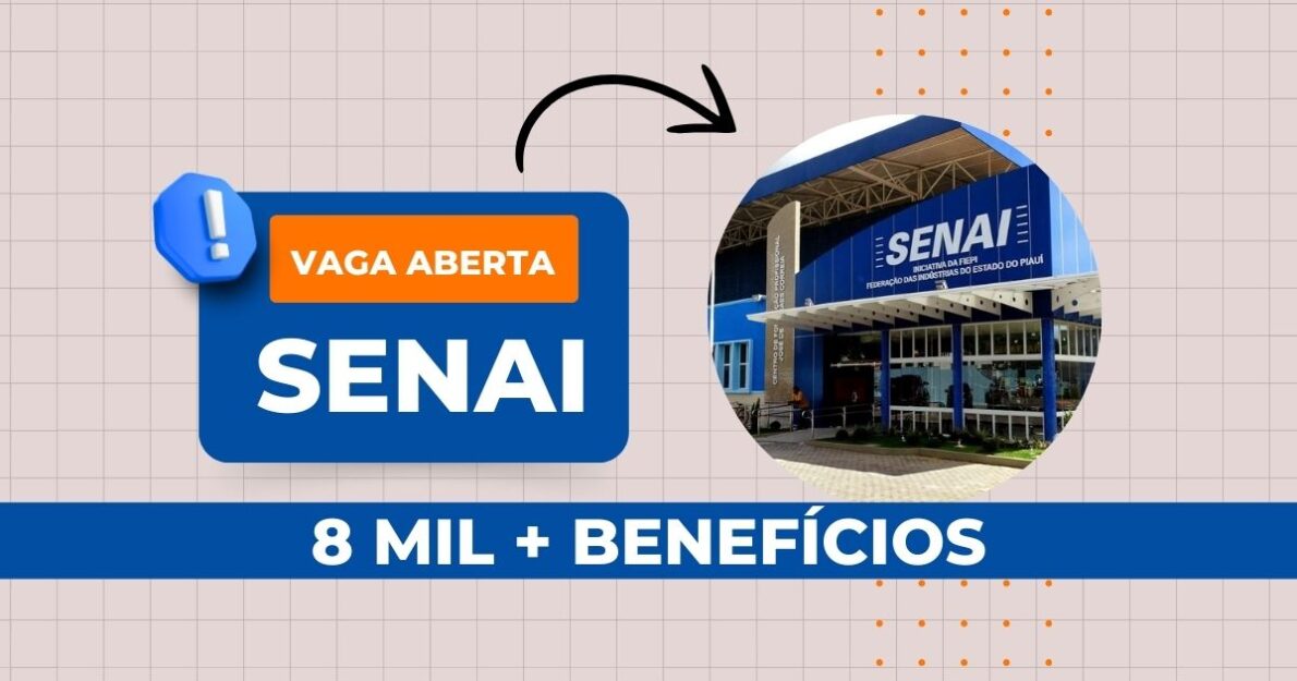 Vaga imperdível no SENAI! Salário de mais de R$ 8 mil, diversos benefícios e oportunidade para especialistas em TI. Não perca!