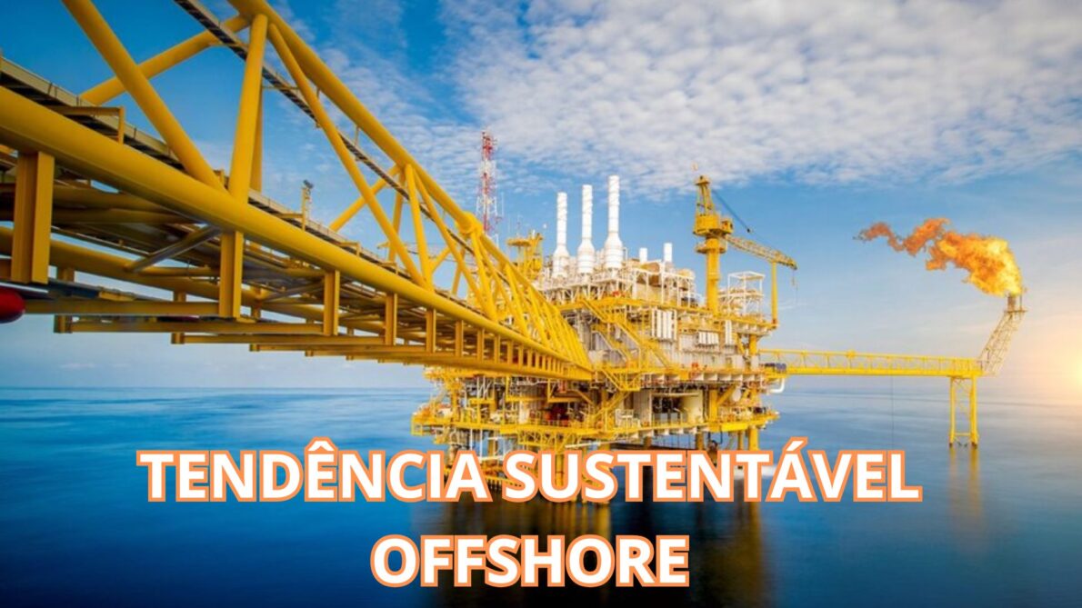 Plataforma offshore sustentável com queima controlada de gás natural.