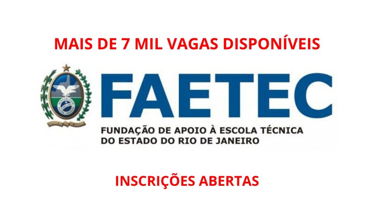 A Faetec abriu 7.334 vagas para cursos técnicos, superiores e educação básica, com inscrições até 10 de novembro.