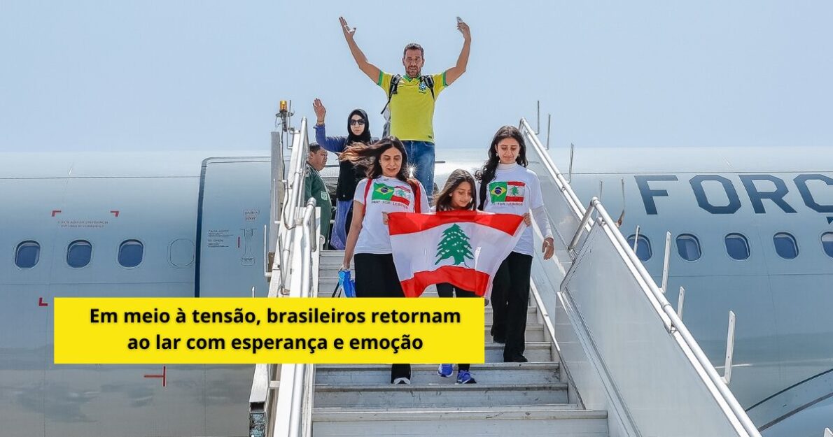 Voo da FAB resgata 228 brasileiros do Líbano. Presidente Lula recebe repatriados em Guarulhos após operação emergencial. Confira os detalhes! (Imagem: Reprodução/Canva)