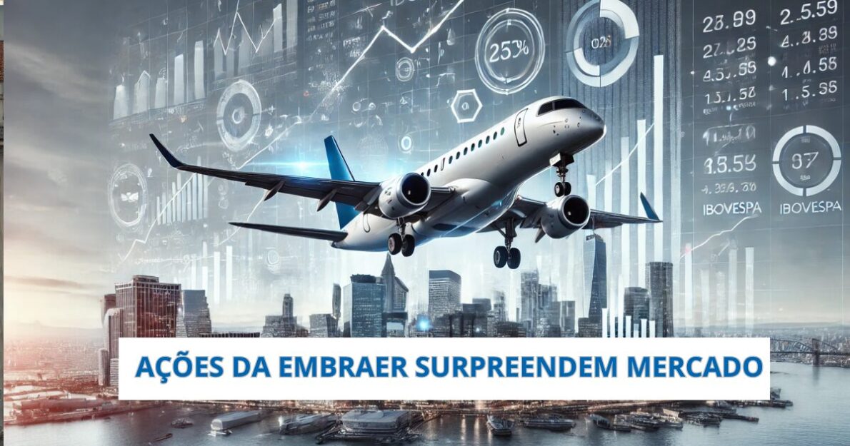 Embraer surpreende o mercado com alta de 127% em 2024 e backlog de US$ 22,7 bilhões, deixando investidores animados. (Imagem: Reprodução/Canva)