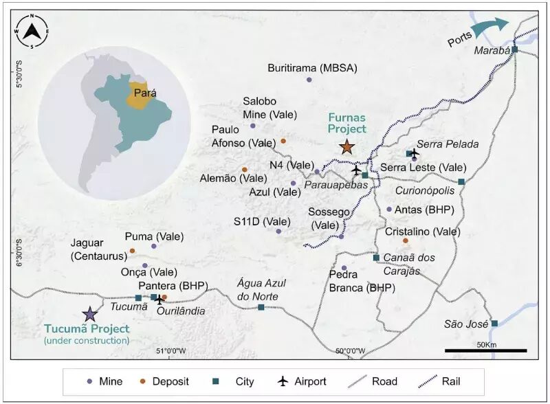 Projeto Furnas pode transformar o Pará com mina subterrânea de cobre e ouro. Ero Copper estima grandes recursos minerais na área. (Imagem: reprodução/ Ero Copper Corp)