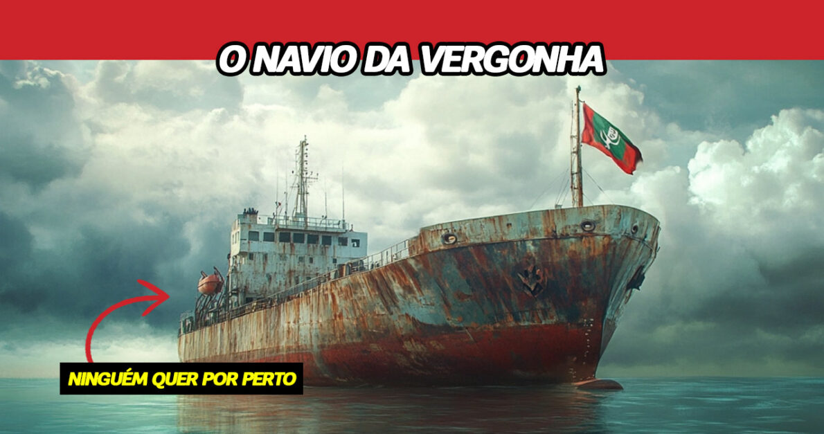 Navio MV Kathrin carregado enfrenta rejeição global em portos por suspeita de violações de direitos humanos e leis internacionais. (Imagem/ ilustração IA)