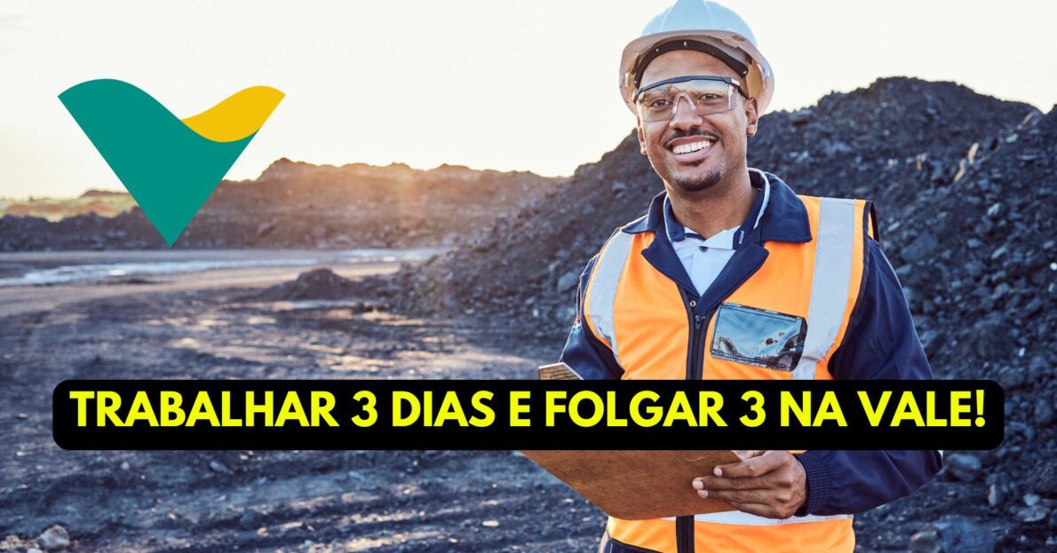 Quer trabalhar 3 dias e folgar 3? Mineradora Vale abre processo seletivo em escala 3x3 para atuar como Lubrificador exigindo ensino médio completo!  