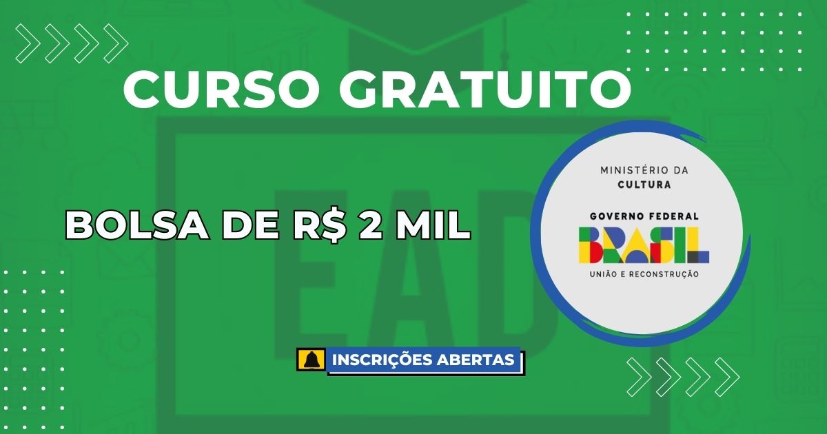 O Ministério da Cultura abre 1.000 vagas para curso de escritores com possibilidade de bolsa de R$ 2.000. Inscreva-se já!