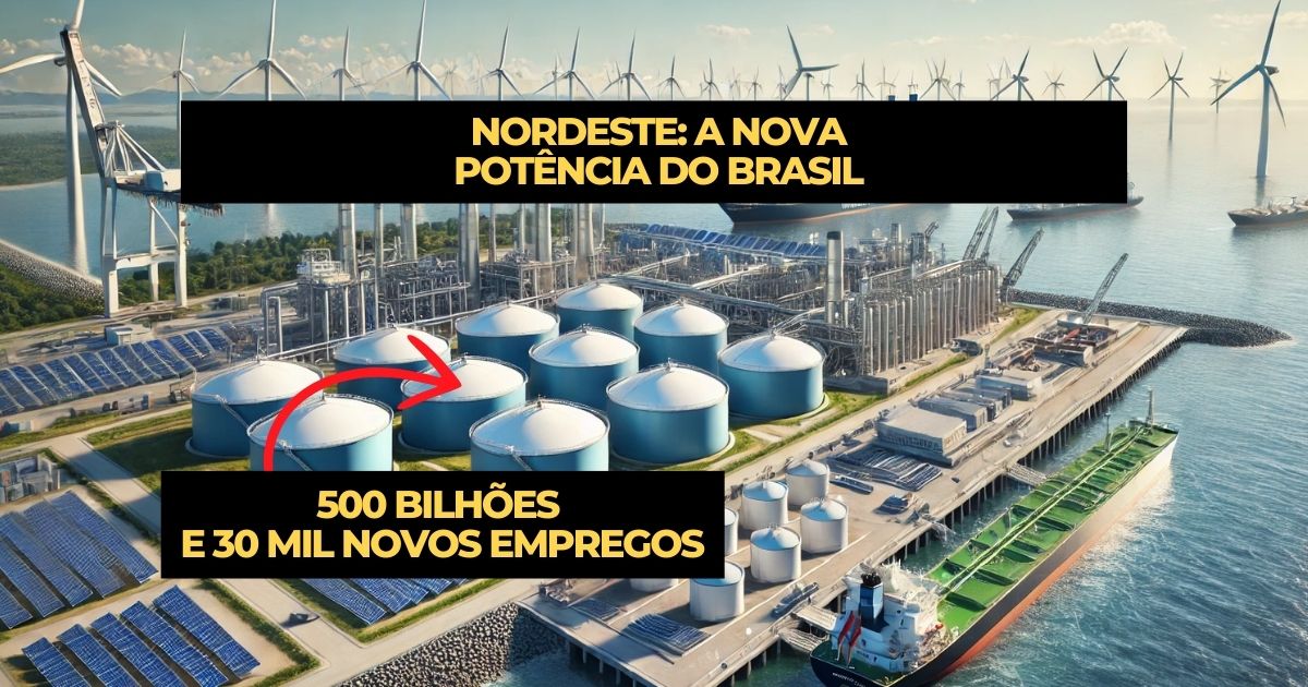 Nordeste atrai R$ 522 bilhões para produção de hidrogênio verde, criando 30 mil empregos e posicionando o Brasil como líder em energia limpa.