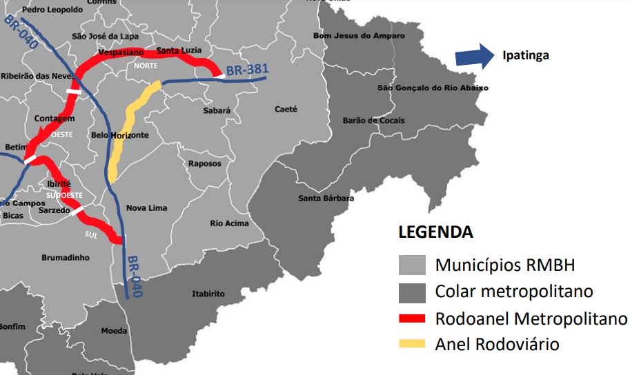 Construção do RODOANEL de Belo Horizonte vai tirar 15 mil caminhões das ruas, economizar 50 minutos por viagem e gerar 15 mil empregos