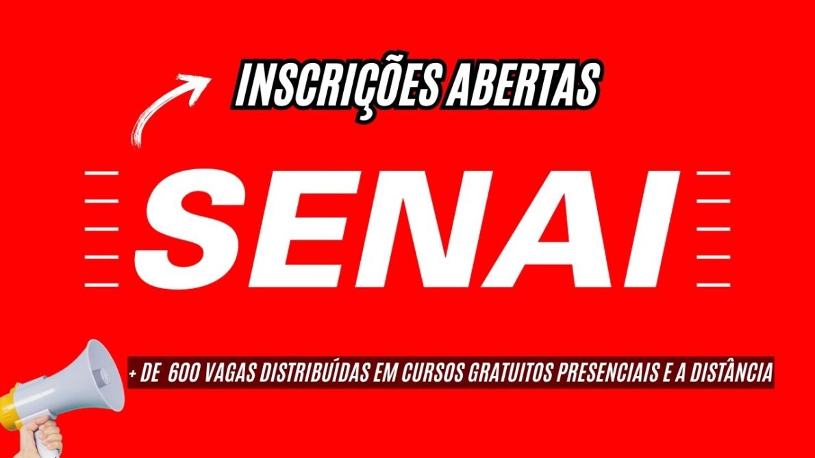 Não vai perder essa, né O SENAI abre 600 vagas para CURSOS GRATUITOS com opções em mecânica, construção civil, eletricista e mais! Inscreva-se agora!