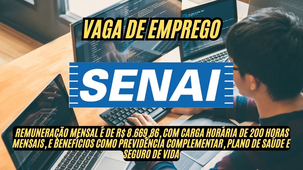 Que tal trabalhar na sua casa e ganhar R.669,86 + plano de saúde + seguro de vida? O SENAI anuncia vaga de emprego HOME OFFICE com carga horária de 200h mensais, veja como participar do processo seletivo