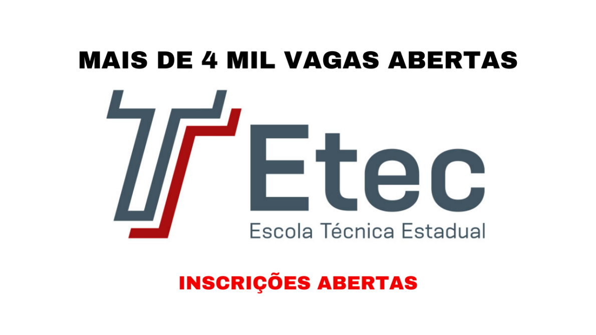 As inscrições para os cursos técnicos e do Ensino Médio das Etecs já estão abertas, com 4.630 vagas disponíveis na região.