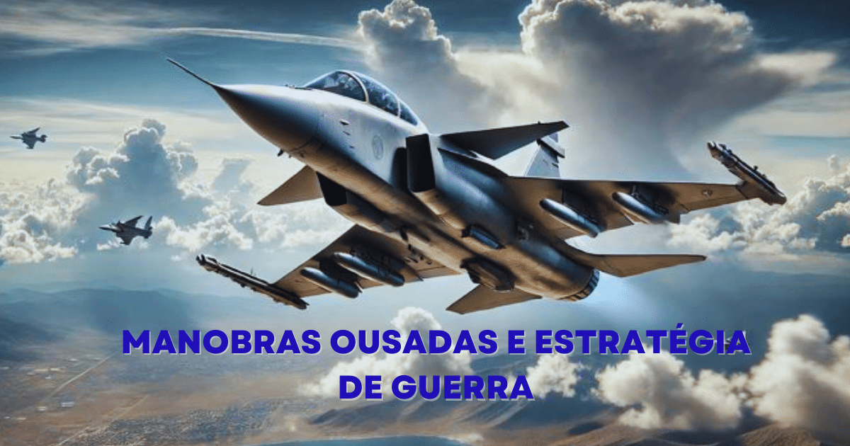 No Cruzex 2024, o caça F-39E Gripen desafia forças simuladas com tecnologia de ponta e manobras ousadas, elevando o poder militar do Brasil. (Imagem: Reprodução/Canva)