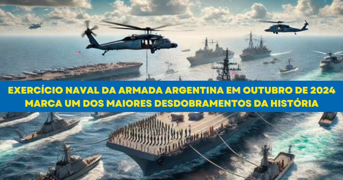 Armada Argentina realiza grande exercício naval, destacando operações complexas com unidades de superfície e apoio aéreo no mar. ( Imagem: Reprodução/Canva)