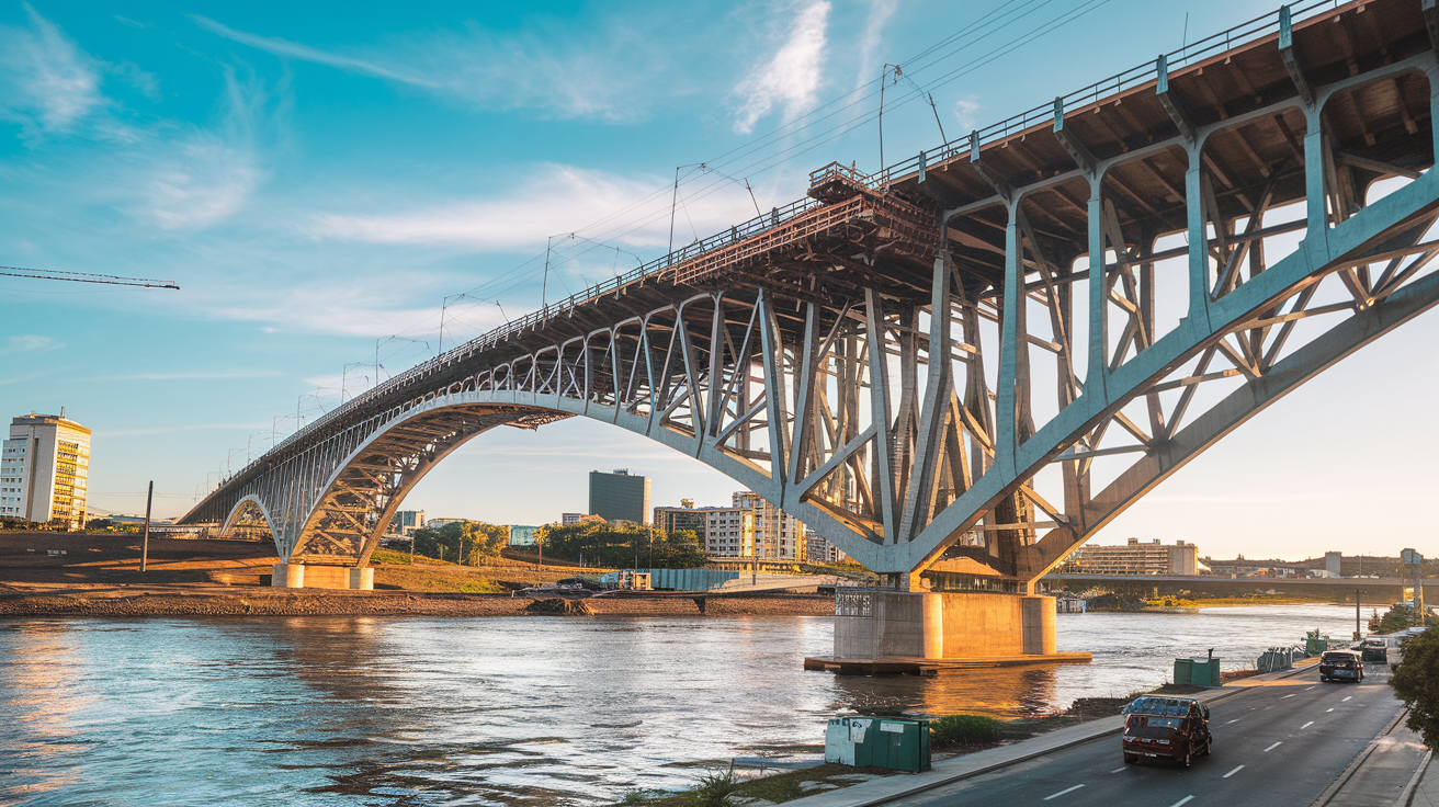 Ponte monumental de 489 metros em SC promete desafogar a BR-280 e alavancar o turismo em Araquari. Obra de R$ 60 milhões está no radar! (Imagem: Ilustração/ Ideogram)