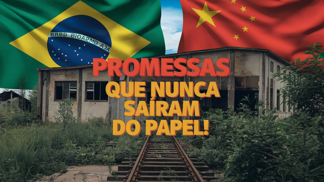 Promessas bilionárias da China ao Brasil, incluindo fábrica de US$ 12 bi e ferrovia, não saíram do papel, causando frustrações.