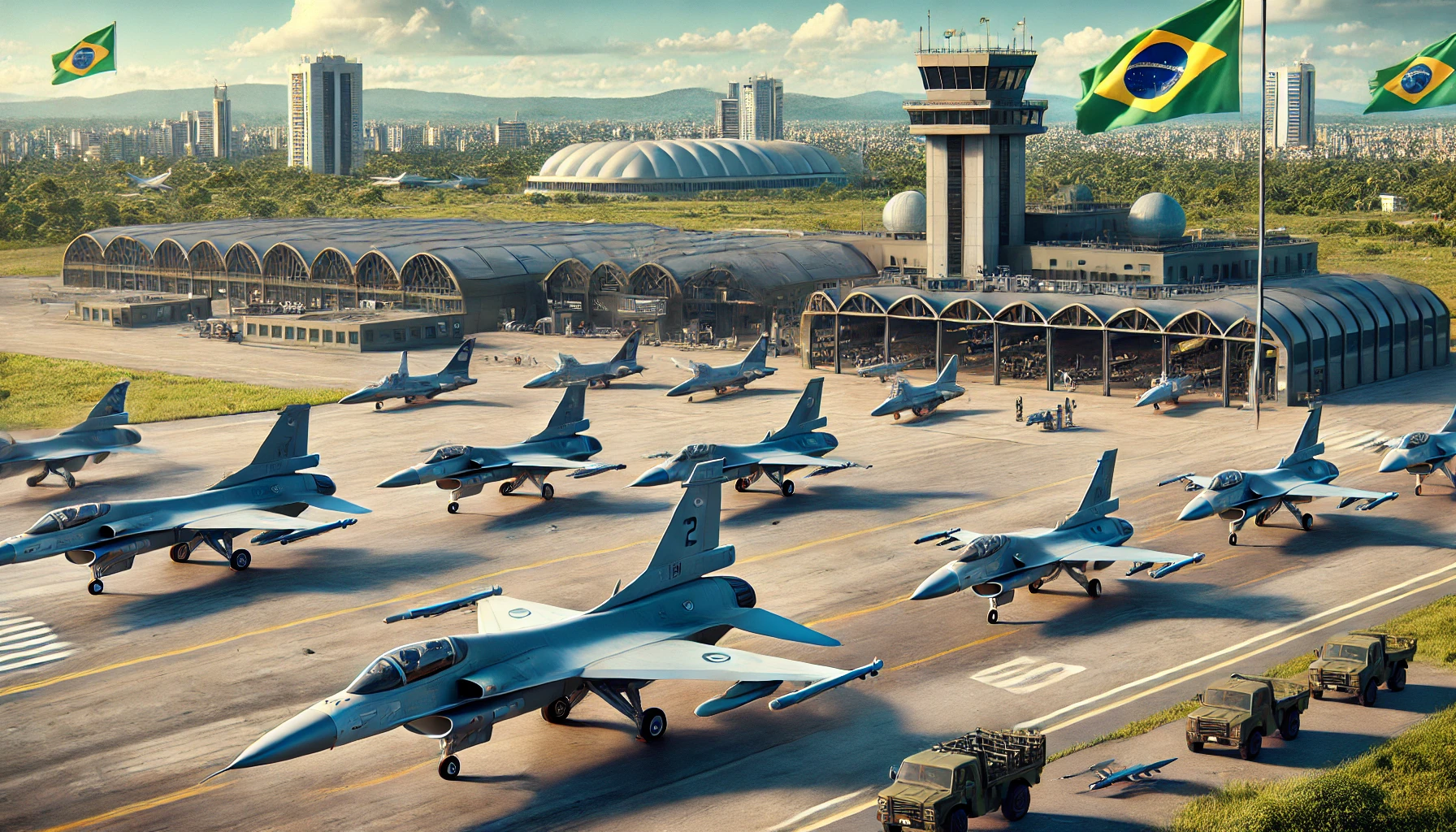 A Base Aérea de Anápolis é o pilar da defesa aérea do Brasil, equipada com caças F-39 Gripen e tecnologia de ponta contra ameaças externas. (Imagem: Reprodução/Canva)