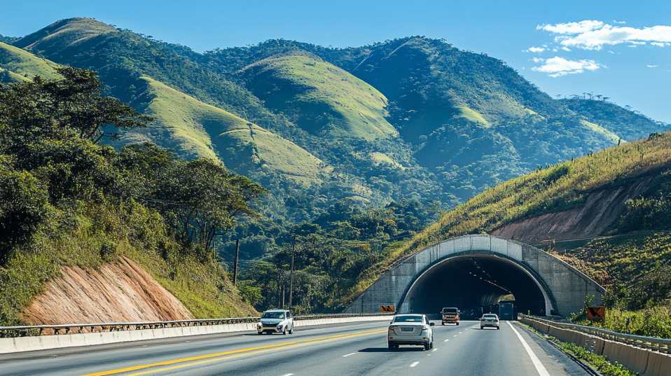 Duplicação da BR-282 traz túnel, pontes e viadutos para impulsionar logística em Santa Catarina; projeto avança entre Lages e Palhoça. (Imagem: ilustração/ IA)