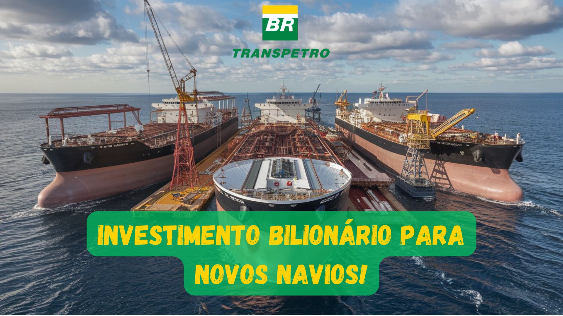 Navios da Transpetro em construção para impulsionar a indústria naval brasileira com investimento bilionário.