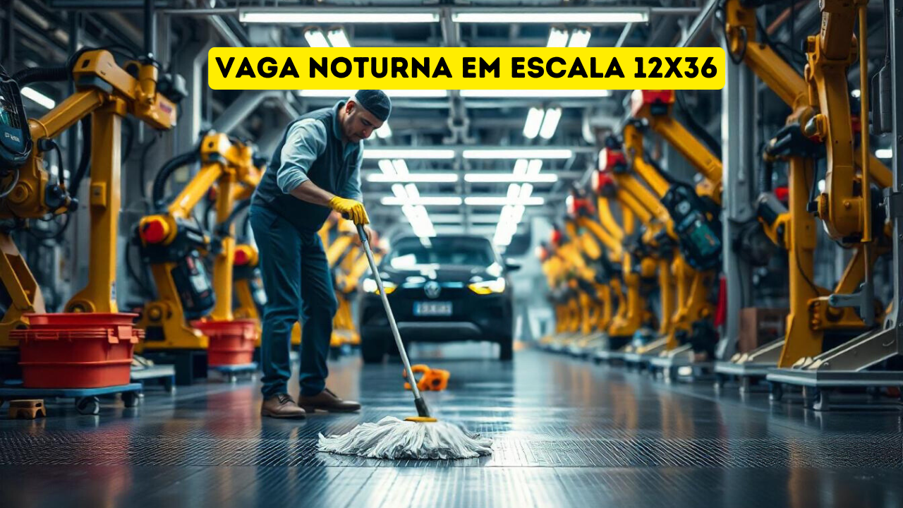 CAOA Montadora abre vaga de emprego noturna para quem não possui experiência prévia, para trabalhar como Auxiliar de Limpeza.