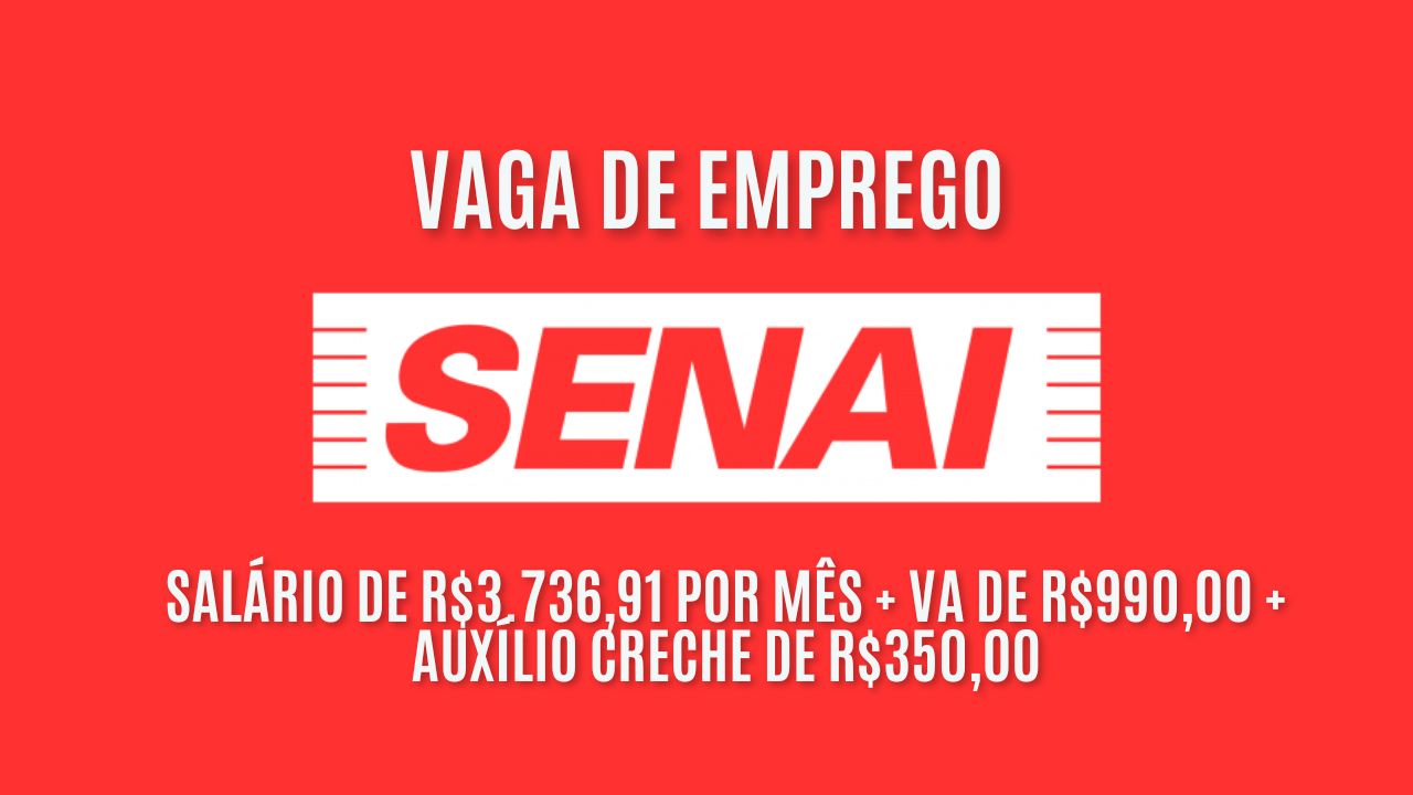 Que tal receber R.736,91 por mês + VA de R0,00 + auxílio creche de R0,00? O SENAI está procurando interessados em trabalhar de seg a sex das 08:00 ás 12:00 e 13:00 ás 17:00 como Técnico de Serviços; Veja como enviar seu currículo