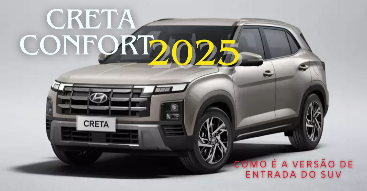 Hyundai Creta Comfort 2025 combina sofisticação externa e motor turbo, mas acabamento interno desaponta. Descubra se vale o investimento! (Imagem: Reprodução/Canva)