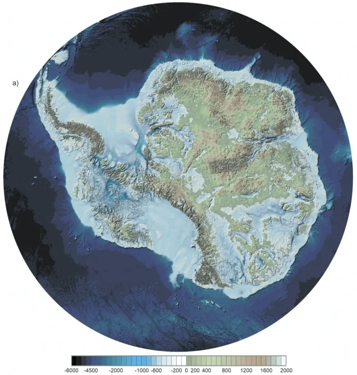 Mapa da Antártida sem gelo, Antártida, Gelo da Antártida, Antártida sem gelo