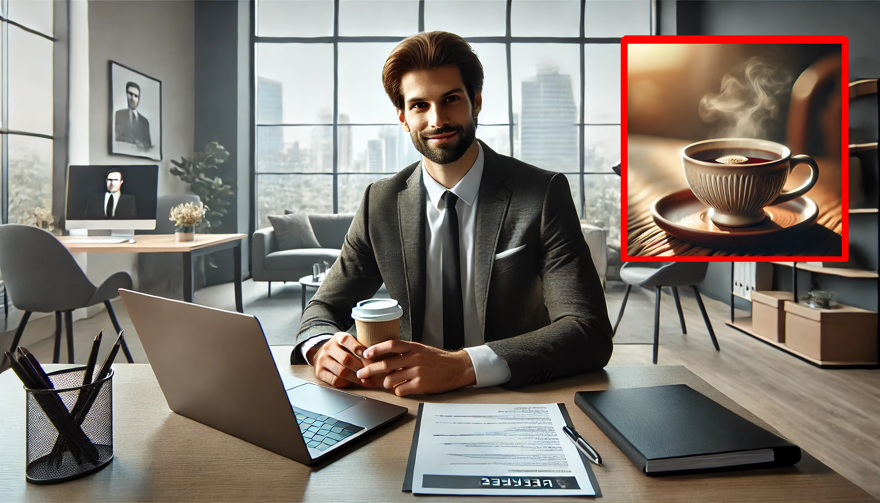 Entrevistas de emprego, xícara de café