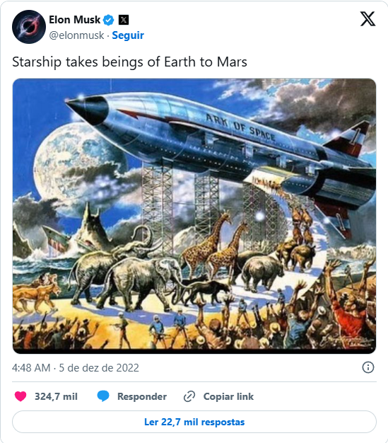 Essas informações vêm das próprias declarações de Elon Musk ao longo dos anos, em entrevistas, postagens no Twitter (agora X) e apresentações oficiais da SpaceX. Ele já afirmou diversas vezes que considera Marte um “seguro de vida” para a humanidade, caso algo grave aconteça na Terra, incluindo uma guerra nuclear.