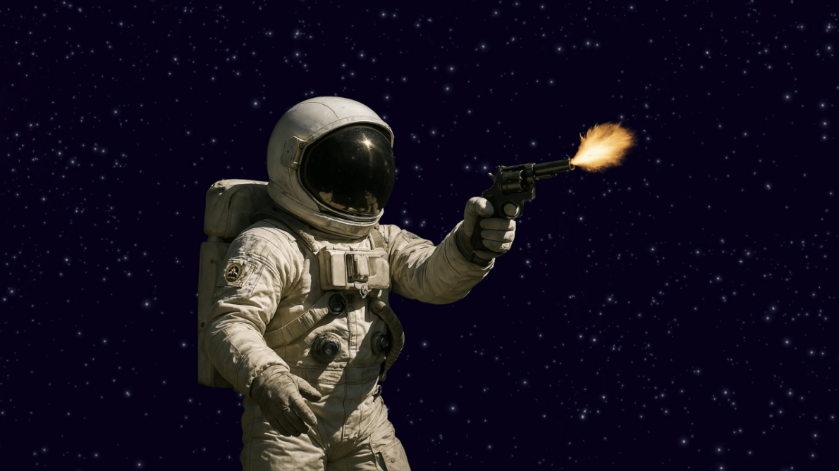 Astronauta atirando no espaço.