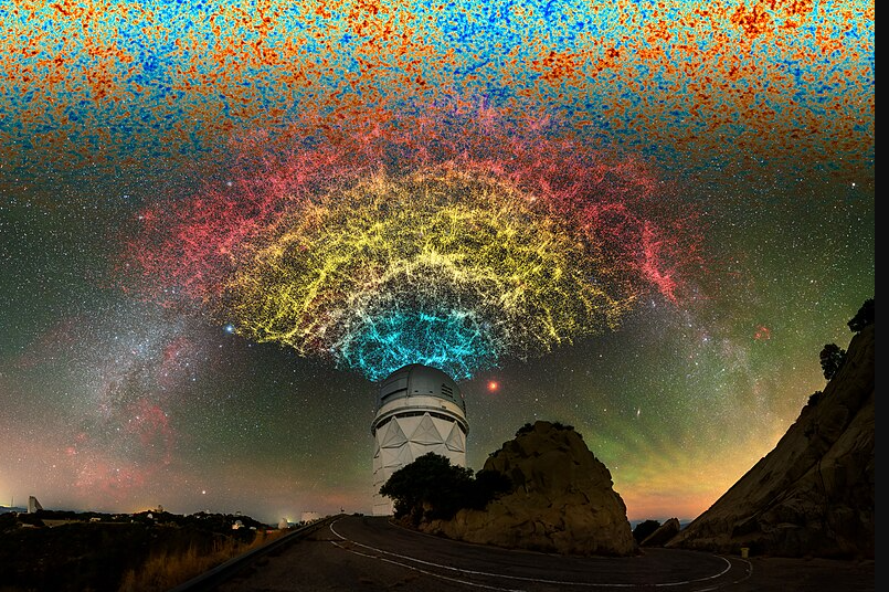 O DESI é um supertelescópio que observa milhões de galáxias para entender como o universo está crescendo. Ele ajuda os cientistas a descobrir se a energia escura, que empurra o universo para se expandir, está mudando com o tempo.