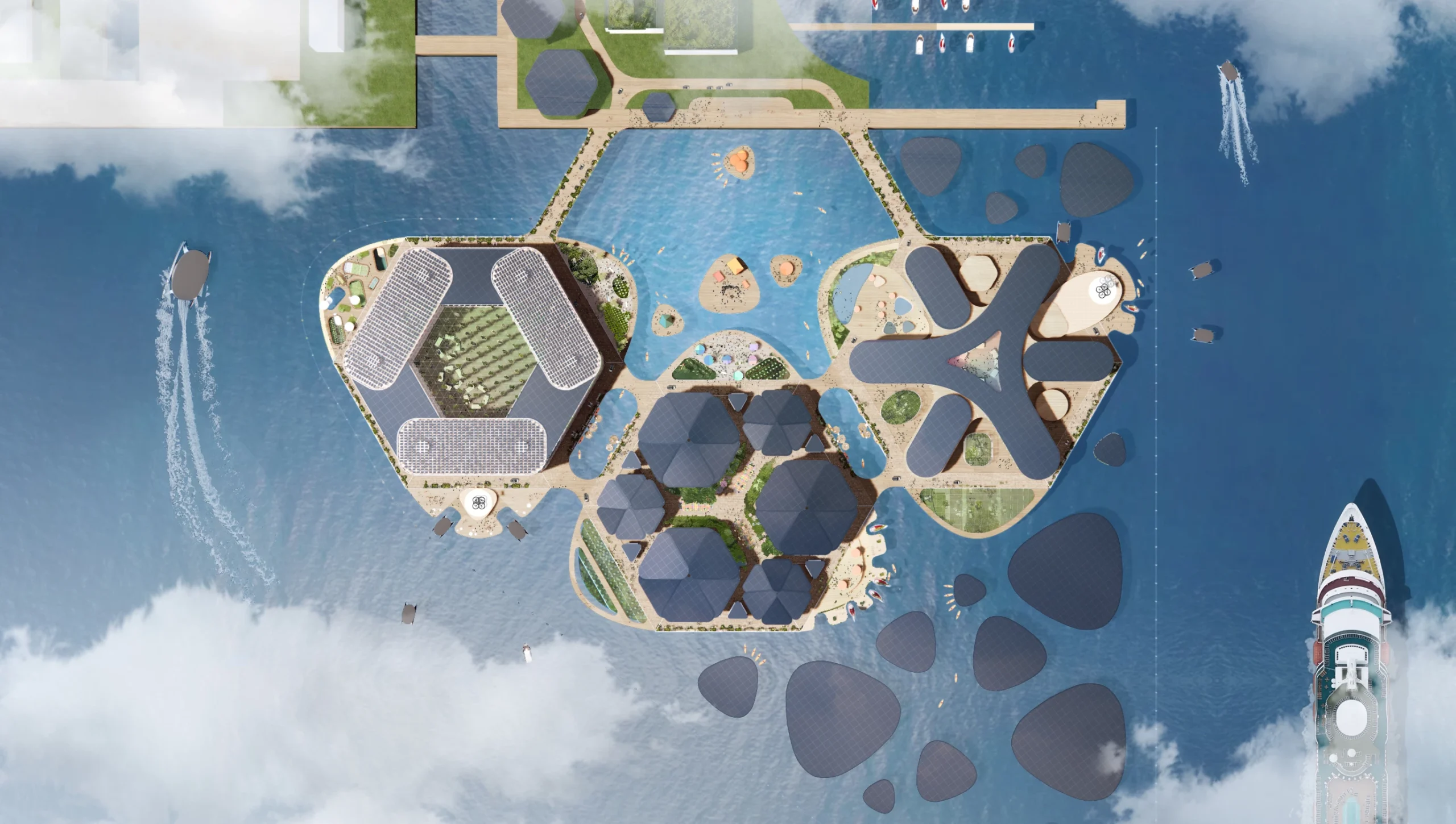 Com proposta de abrigar 20 mil pessoas sobre o mar, projeto de cidade flutuante impressiona pelo conceito, mas avança lentamente
