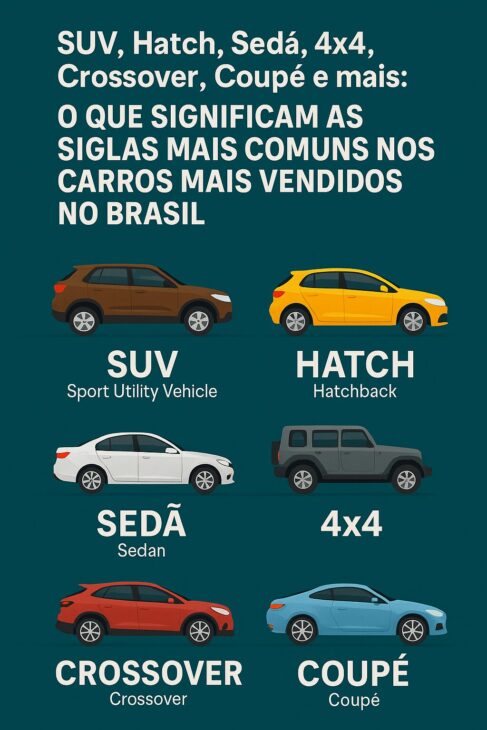 SUV, Hatch, Sedã, 4x4, Crossover, Coupé