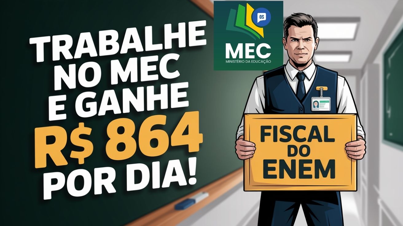 MEC abre vagas para trabalhar no Enem 2025 como certificador. Ganhos de até R$ 864 por dia e curso online obrigatório. Inscreva-se já!