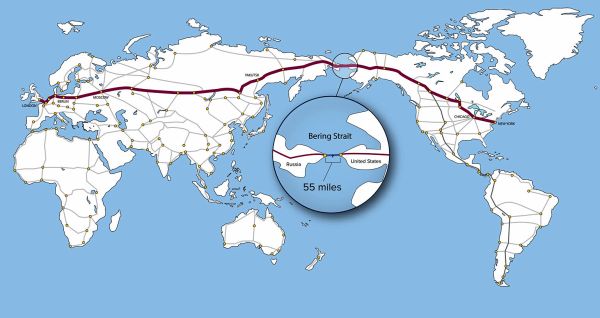 A mega ponte que vai conectar Estados Unidos e Russia no Estreito de Bering viabilizará viagens para China em apenas dois dias