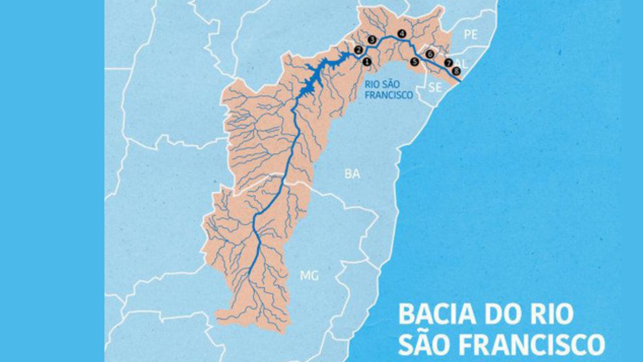 Mapa da Bacia Hidrográfica do Rio São Francisco