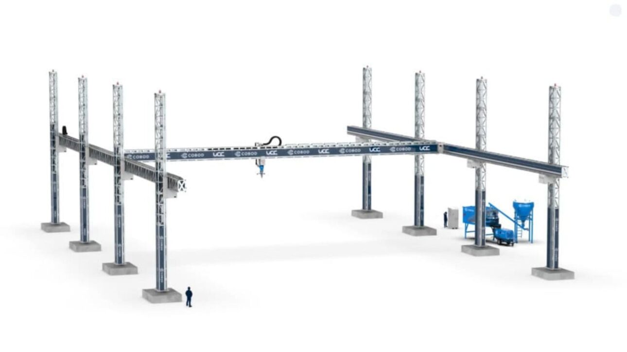 Escolas estão sendo construídas com impressoras BODXL personalizadas e gigantes (Imagem: COBOD)