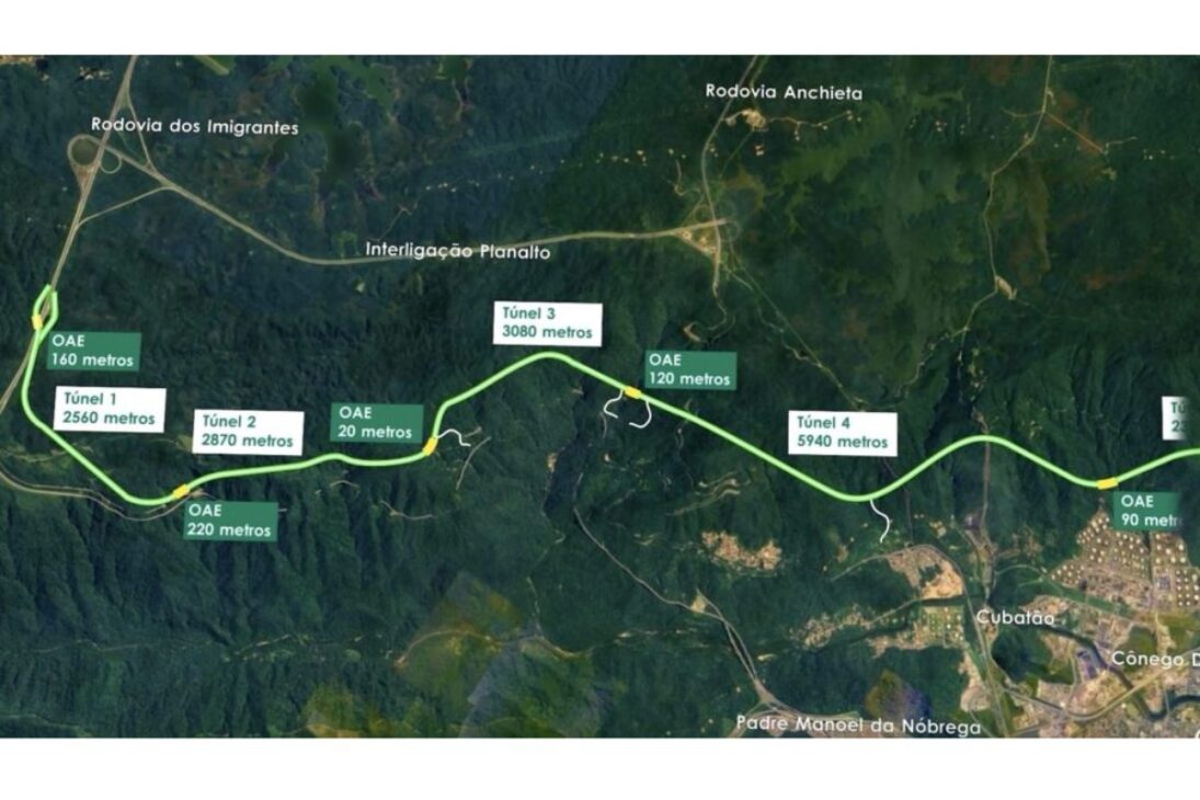 Com 5,55 km de extensão, o maior túnel rodoviário do Brasil faz parte de uma obra de R$ 3,1 bilhões