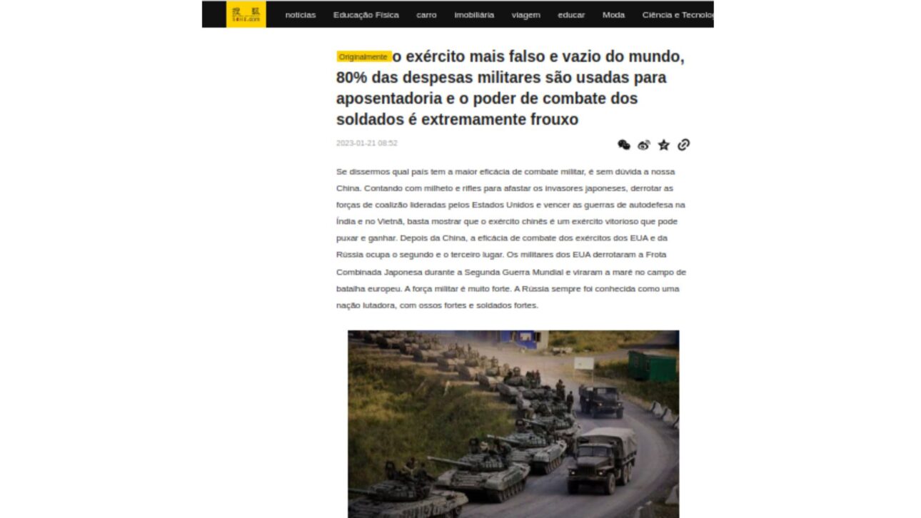 Críticas do maior portal chinês ao Exército Brasileiro geram debates sobre investimentos, prioridades e imagem das Forças Armadas no cenário internacional.