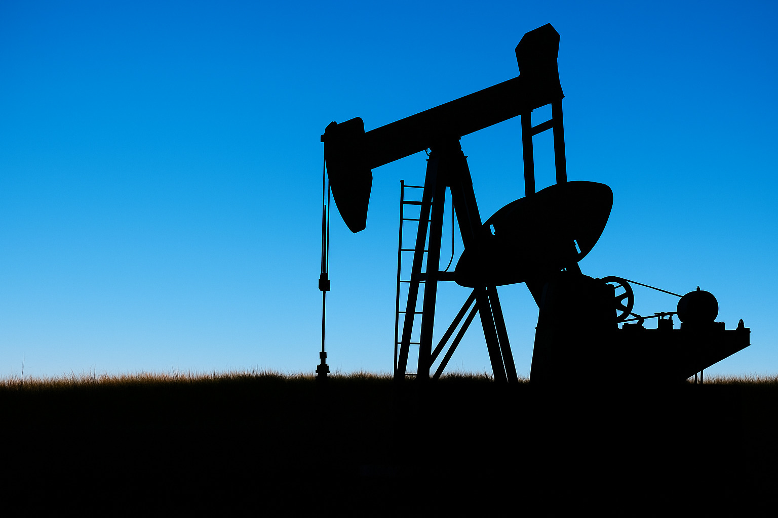 Equipamento de extração de petróleo com céu azul ao meio-dia