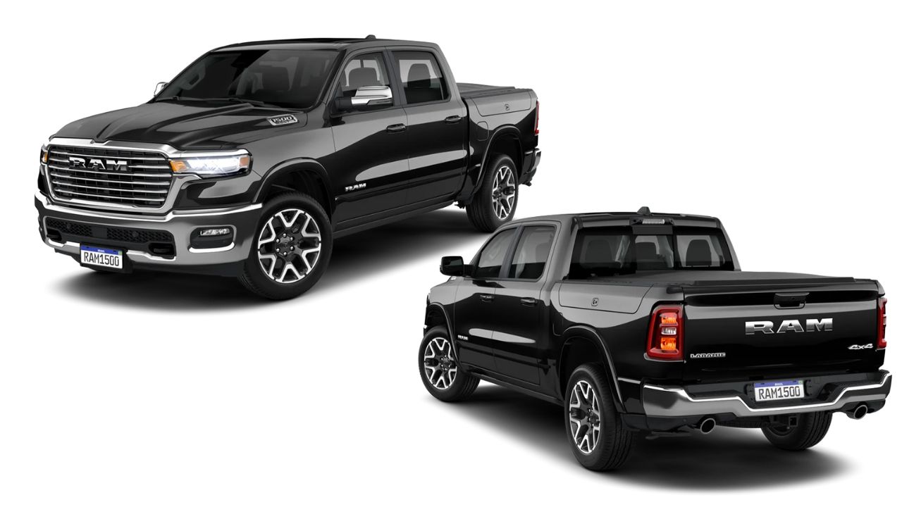 Com a força de um V8 e o luxo de um sedã, a Ram 1500 é a picape que domina qualquer terreno com potência e sofisticação. Imagem: Divulgação RAM