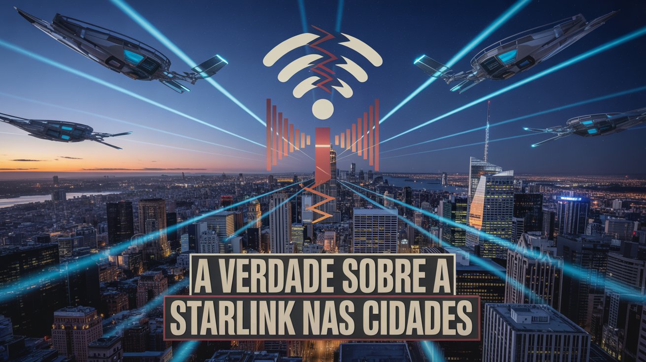 Estudo revela falhas da internet Starlink em áreas urbanas e explica os desafios da banda larga via satélite de Elon Musk.