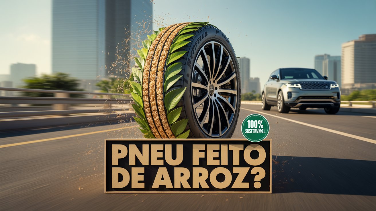 Pirelli lança pneu sustentável com restos de arroz e sucatas, unindo inovação e sustentabilidade em parceria com JLR para carros de luxo.