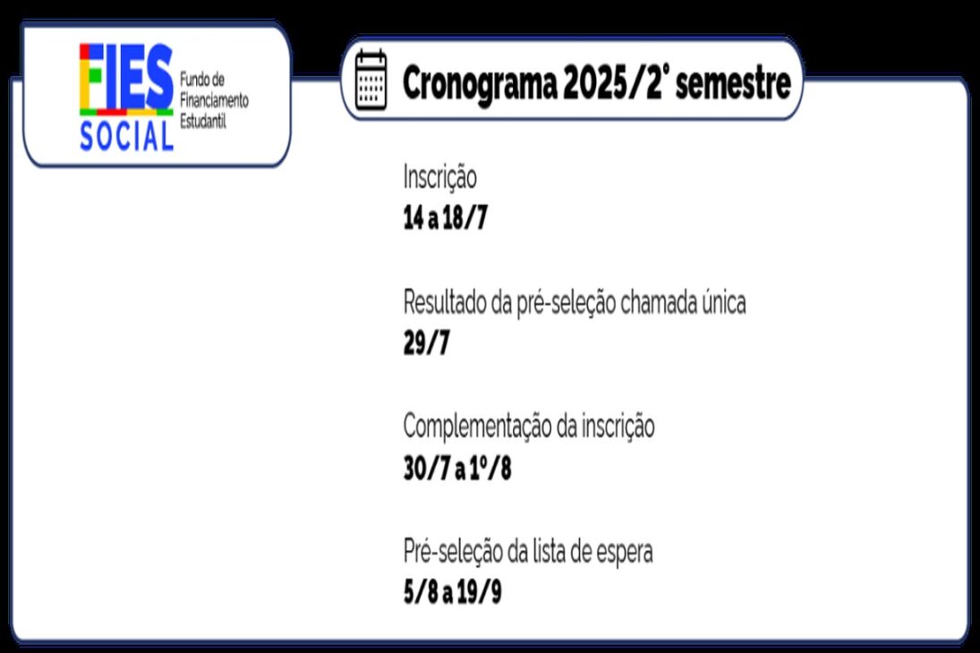 Fies social 2025 garante 100% de financiamento para inscritos no CadÚnico e amplia inclusão no ensino superior 1 cronograma fies social