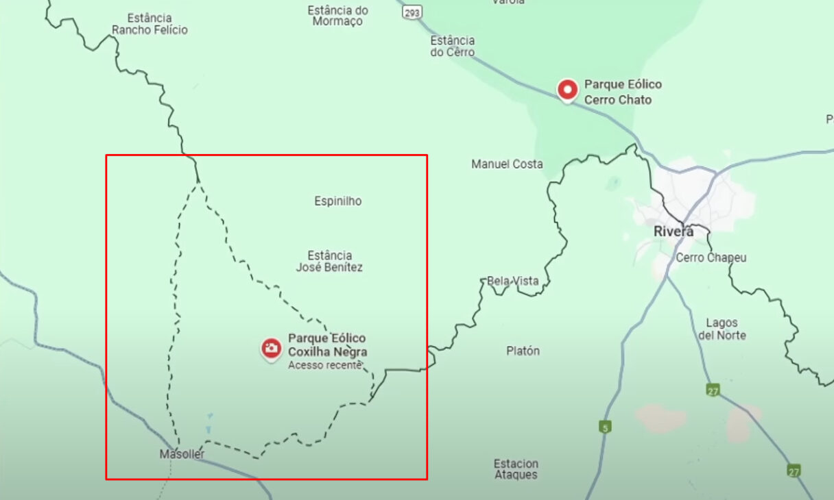 No Google Maps, uma linha pontilhada cinza em fronteiras representa áreas de disputa territorial ou fronteiras provisórias ou definidas por tratado. (Imagem: reprodução) 