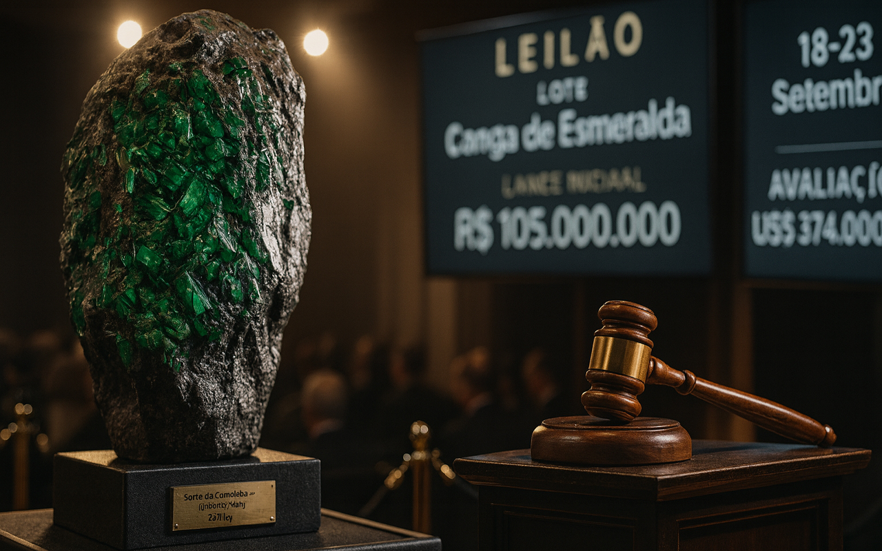 Esmeralda de 241 kg encontrada na Bahia vai a leilão com lance inicial de R$ 105 milhões