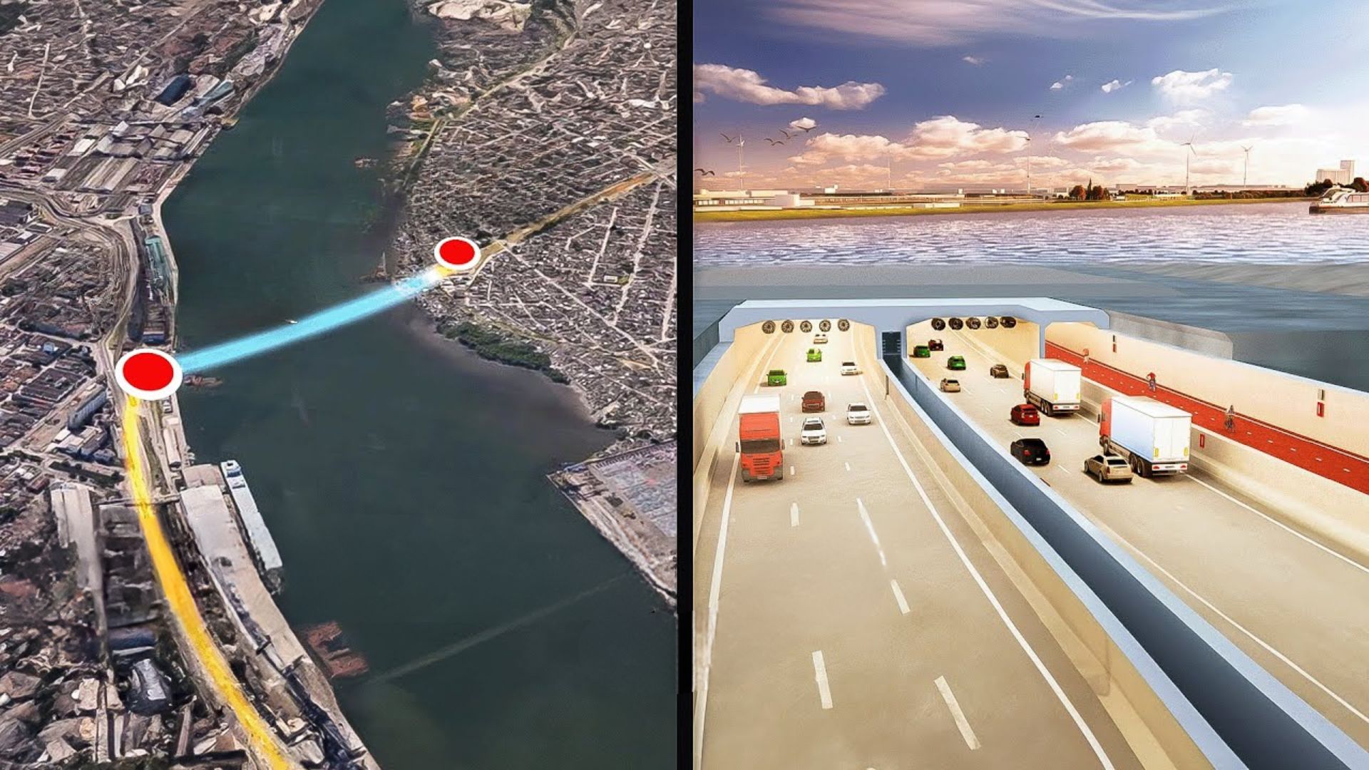 Túnel inédito Santos-Guarujá reduz viagem de 1h para 5min, com VLT, ciclovia e investimento de R$ 6,8 bi já licenciado pela Cetesb.