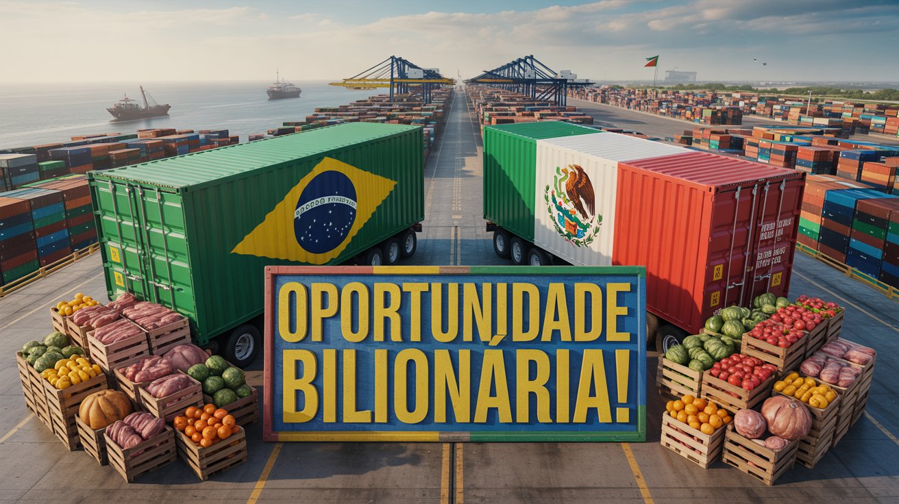 México lidera novas exportações do agro brasileiro, com carnes e 22 produtos liberados, impulsionados por tarifas dos EUA.