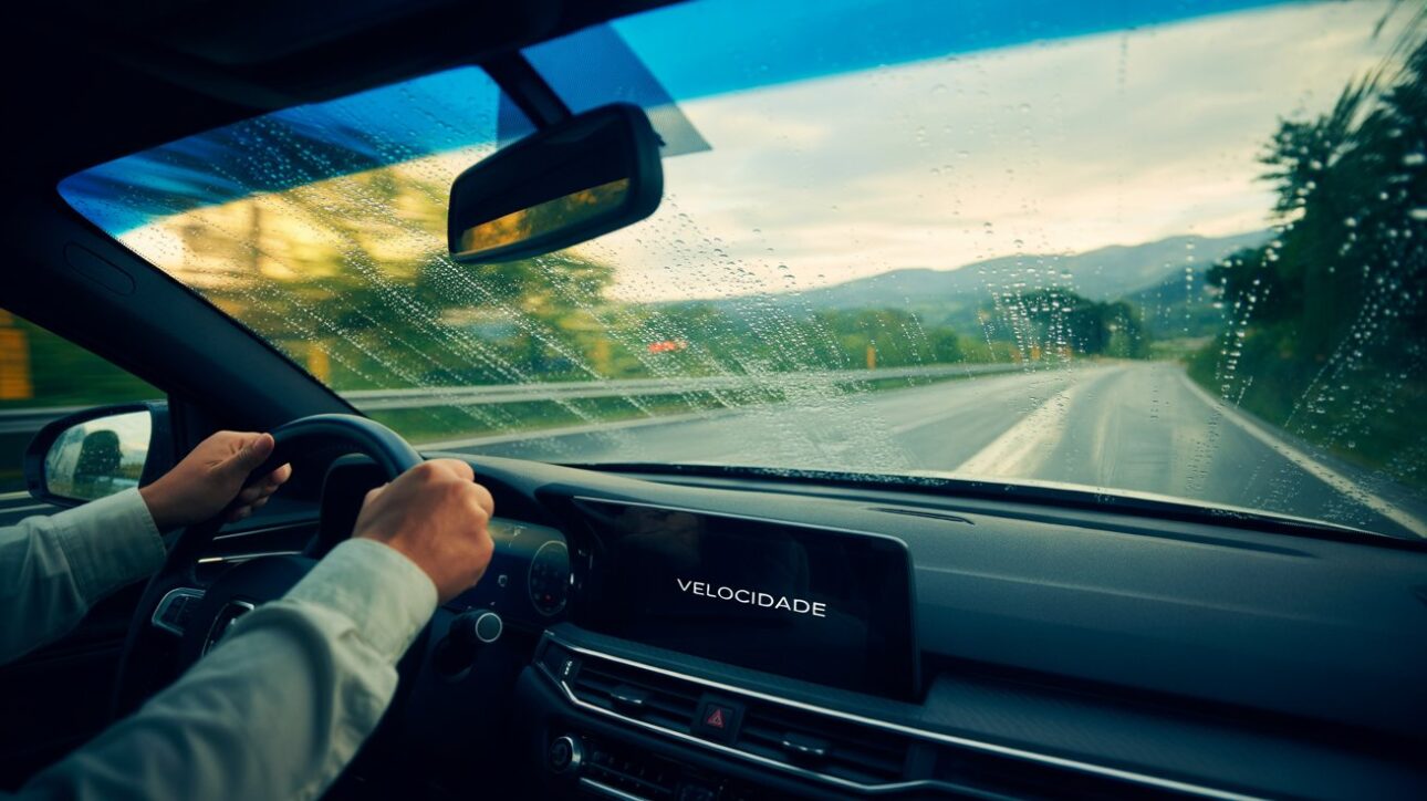 Viajar em alta velocidade com os vidros fechados e ar-condicionado regulado melhora a aerodinâmica e garante mais economia de combustível. (Imagem: reprodução/ IA)