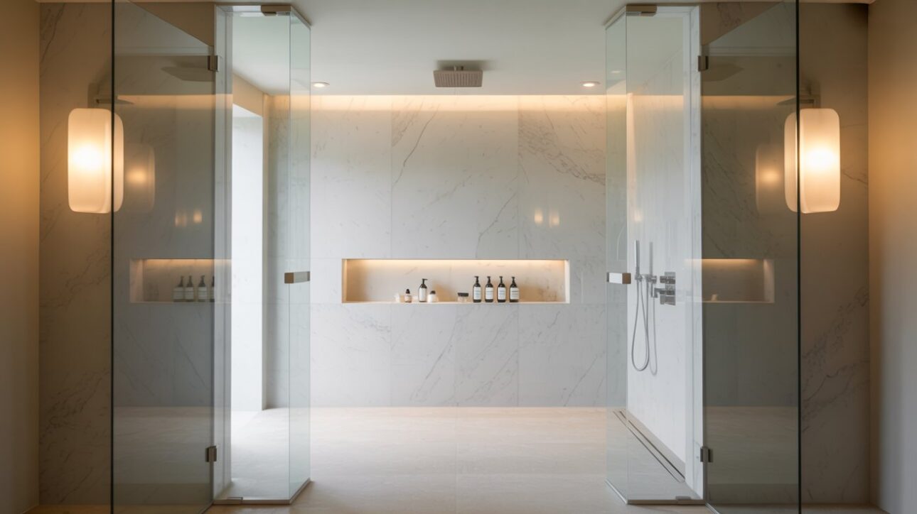Banheiros modernos adotam design minimalista, chuveiros sem box e inspiração em spas de luxo, unindo sofisticação, bem-estar e conforto.