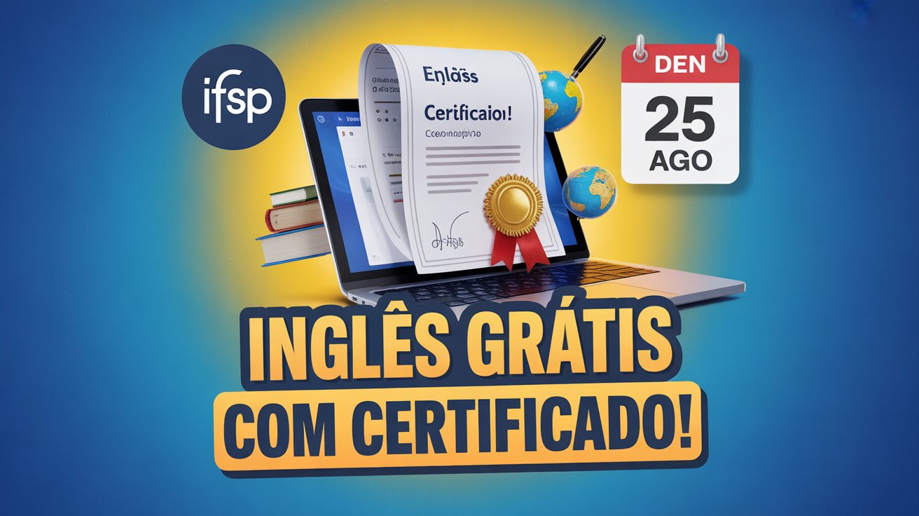 Curso de inglês básico gratuito e online do IFSP oferece certificado e 40 vagas. Inscrições abertas até 25 de agosto de 2025.