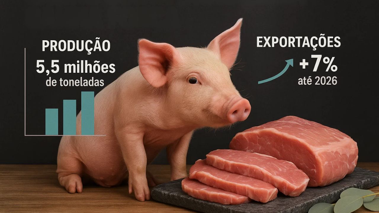 Brasil deve produzir até 5,42 milhões de toneladas de carne suína em 2025, segundo a ABPA. Exportações podem chegar a 1,45 milhão de toneladas, alta de 7,2% frente ao ano anterior.